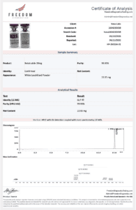 Retatrutide Retatrutide 20mg - Noxa Labs, White Lypholized Powder, 99.93% Purity.