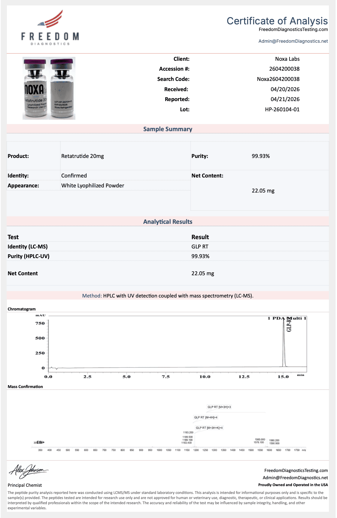 retatrutide purity test 10mg  Triple Agonist GLP-1/GIP/Glucagon Research Peptide Retatrutide 25mg  Research Peptide