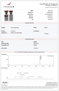 Tesamorelin Noxa Labs Tesamorelin supplement bottle with label close-up.